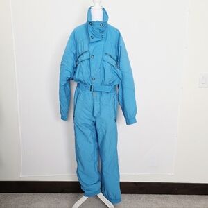Vintage 90's Feller Hosen Snow-Ski Blue Full-Body Snowsuit Women Size 32 Regular